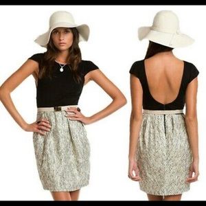 Alice & Olivia belted pouf tweed dress Size 8